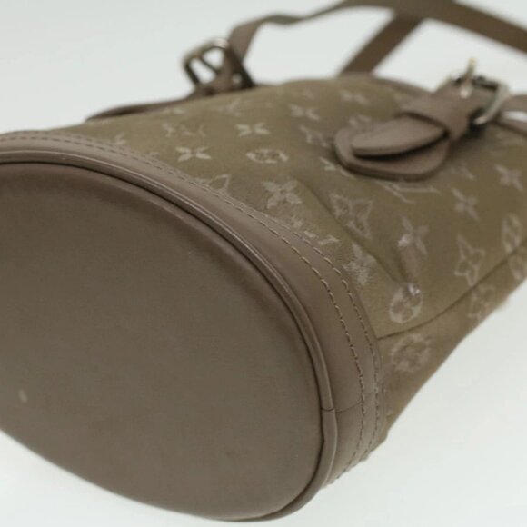 LOUIS VUITTON Monogram Satin Little bucket Hand Bag Beige M92145 LV Auth am3521A - Picture 5 of 16